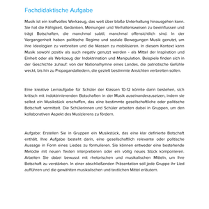 Musik als Botschaft & Beeinflussung – Unterrichtsmaterial Musik & Gesellschaft