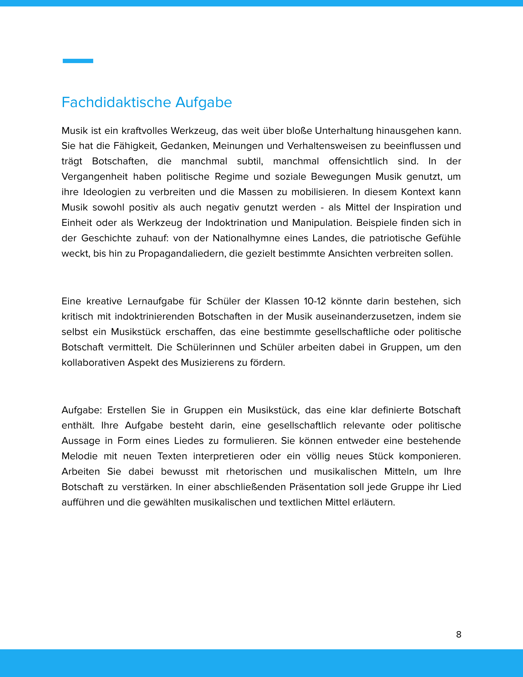 Musik als Botschaft & Beeinflussung – Unterrichtsmaterial Musik & Gesellschaft