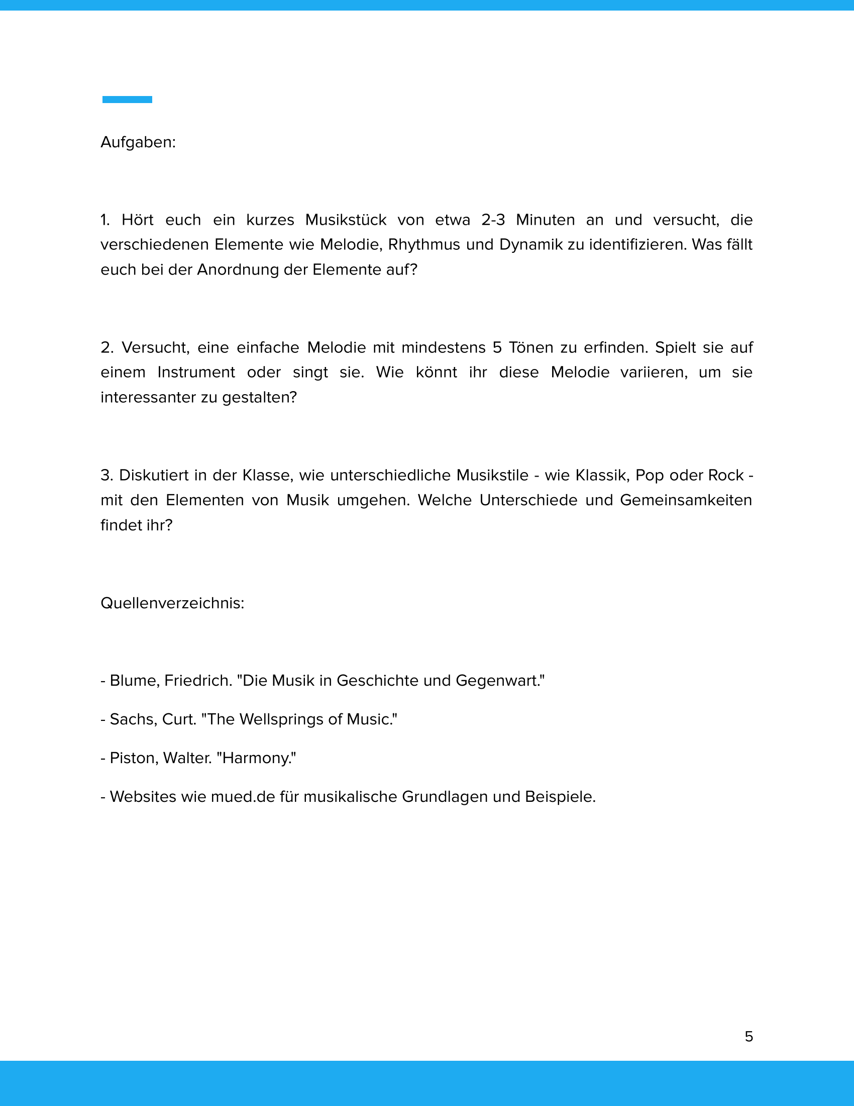 Musik als gestaltete Ordnung – Unterrichtsmaterial Musiktheorie & Praxis