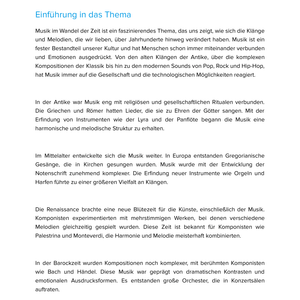 Musik im Wandel der Zeit – Unterrichtsmaterial Historischer Längsschnitt Sekundarstufe