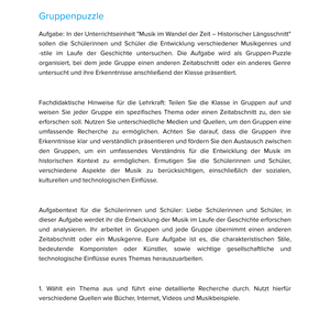 Musik im Wandel der Zeit – Unterrichtsmaterial Historischer Längsschnitt Sekundarstufe