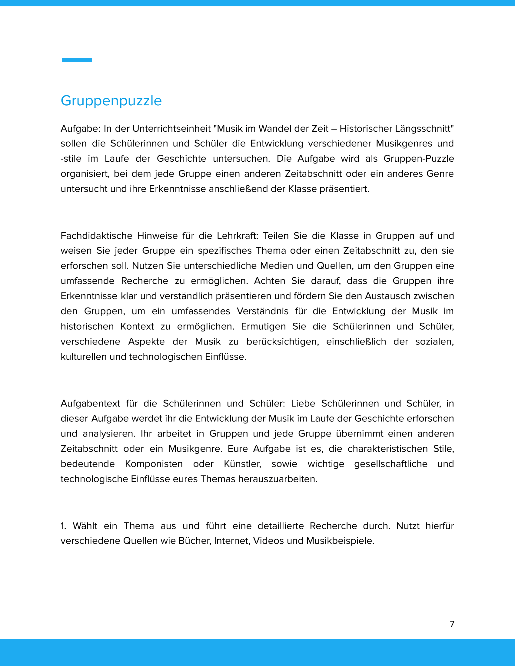 Musik im Wandel der Zeit – Unterrichtsmaterial Historischer Längsschnitt Sekundarstufe