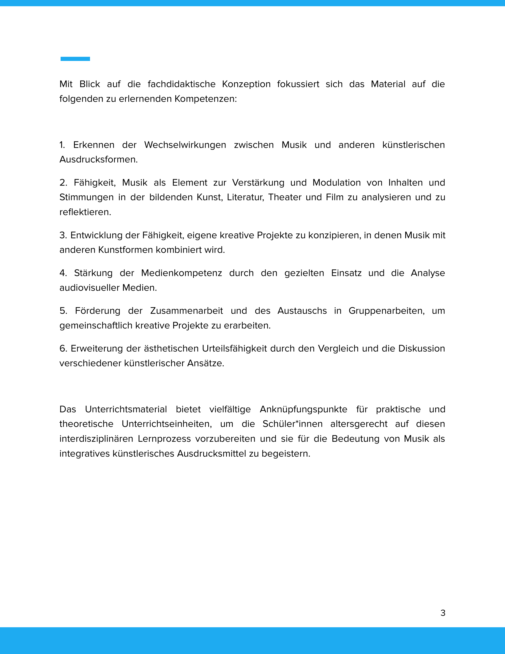 Musik & andere Künste – Unterrichtsmaterial Interdisziplinäre Kunstprojekte