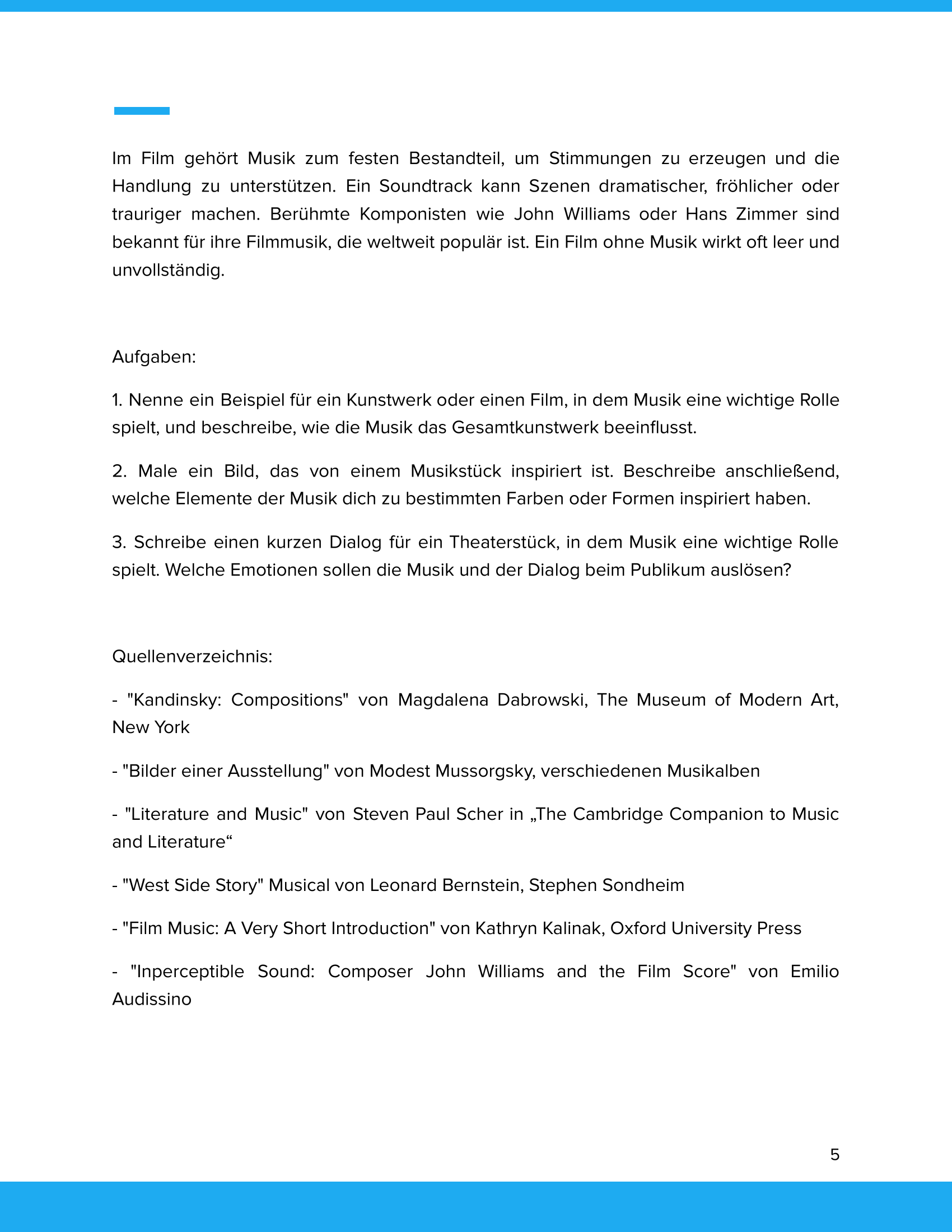 Musik & andere Künste – Unterrichtsmaterial Interdisziplinäre Kunstprojekte