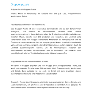 Musik, Sprache & Bild – Unterrichtsmaterial Lied, Programmmusik & Musiktheater