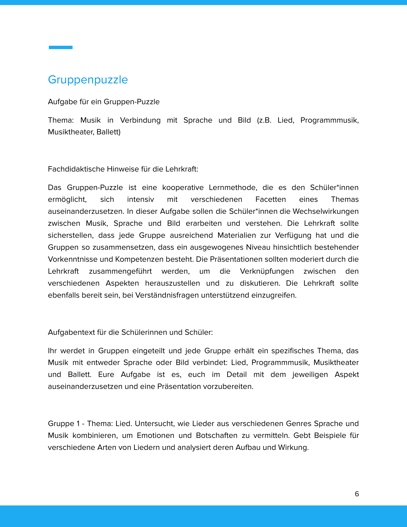 Musik, Sprache & Bild – Unterrichtsmaterial Lied, Programmmusik & Musiktheater