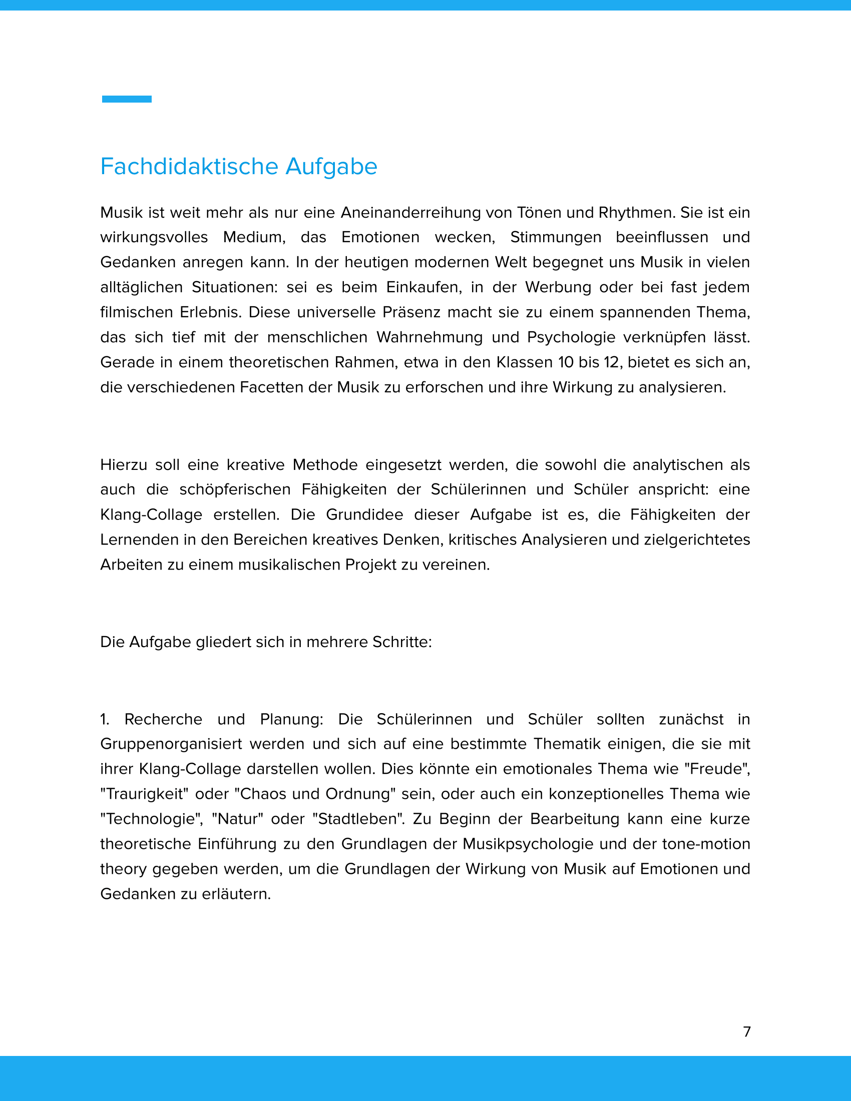 Musik in ihrer Wahrnehmung & Wirksamkeit – Unterrichtsmaterial Musikpsychologie