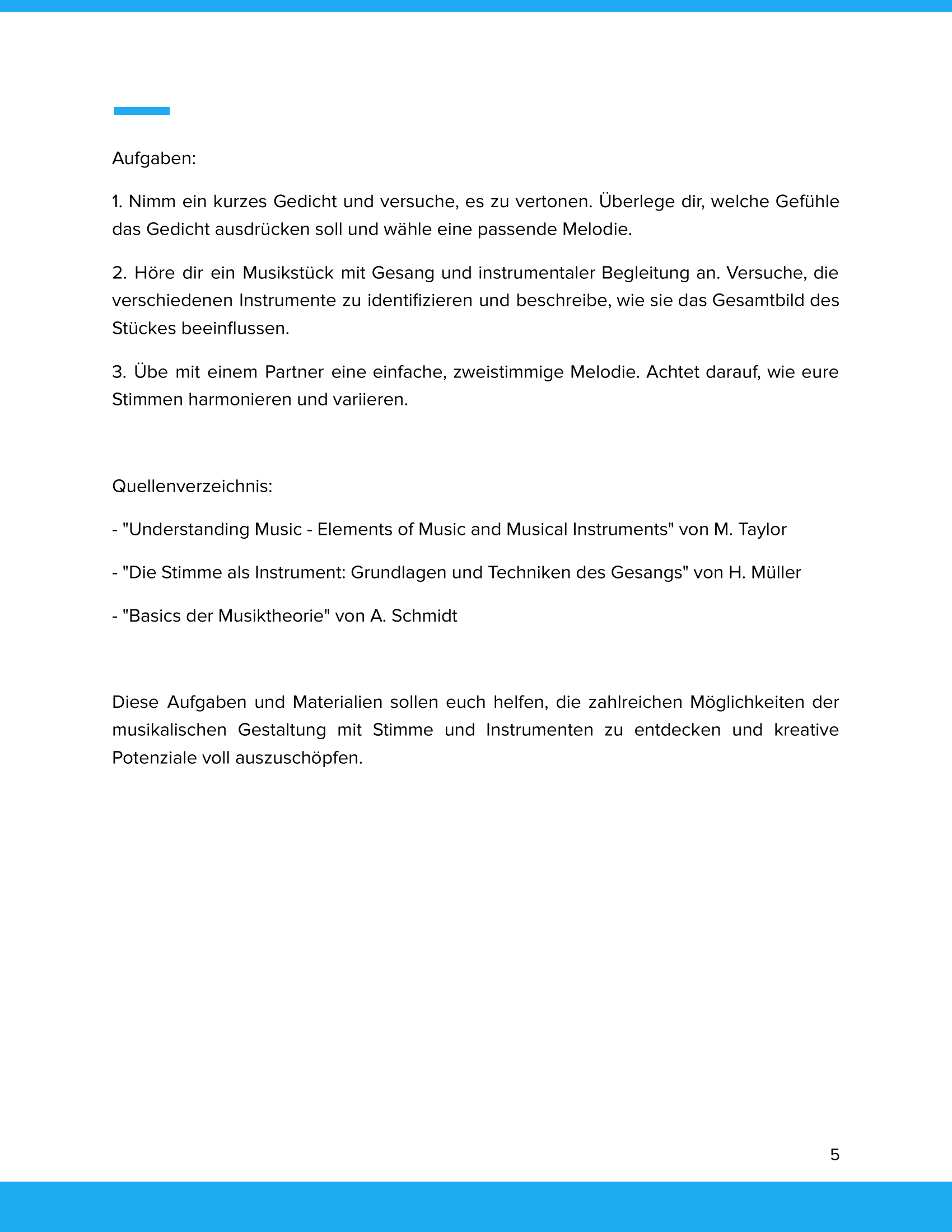 Musik mit Stimme & Instrumenten gestalten – Unterrichtsmaterial Kreative Musikpraxis