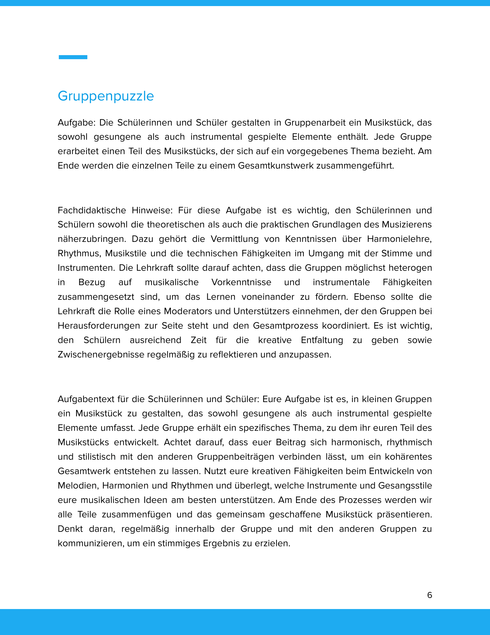 Musik mit Stimme & Instrumenten gestalten – Unterrichtsmaterial Kreative Musikpraxis