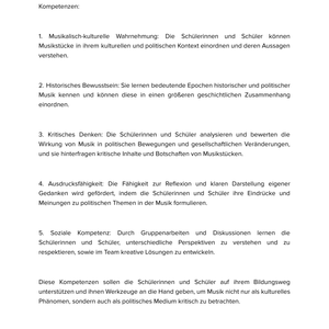 Musik & Politik – Unterrichtsmaterial Politische Musik & Gesellschaft