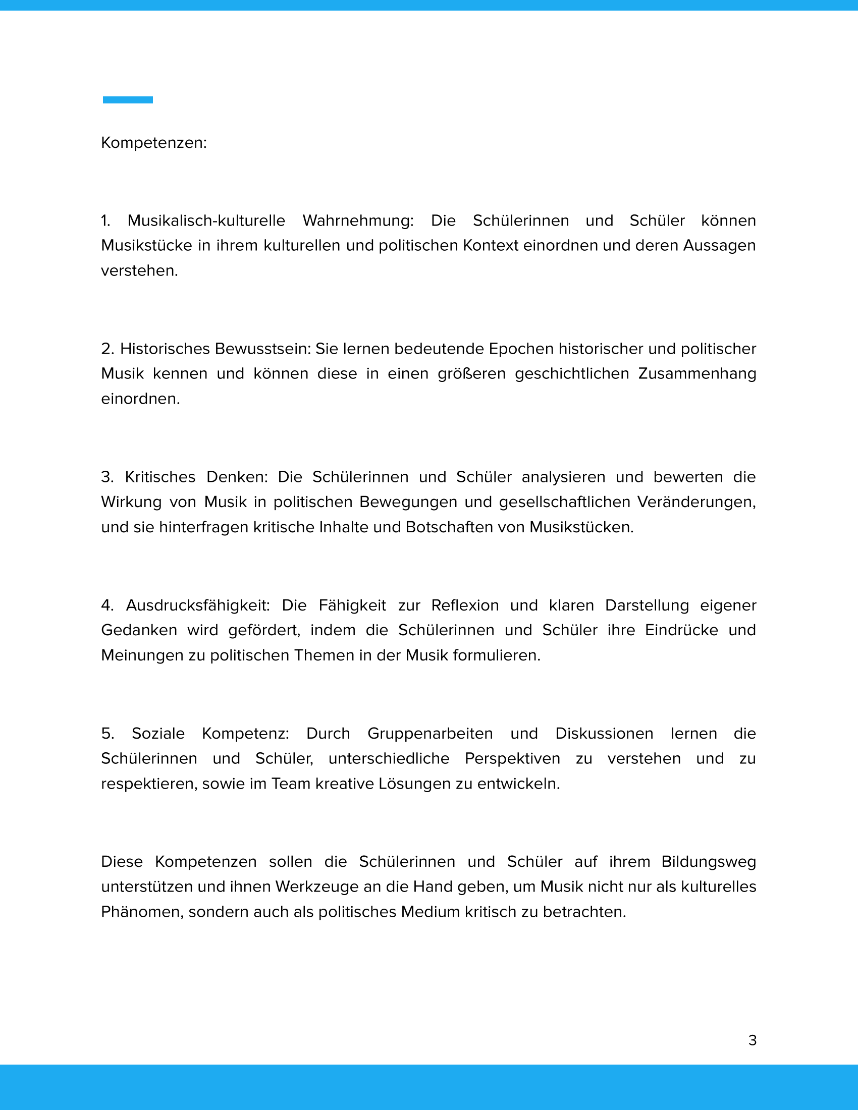 Musik & Politik – Unterrichtsmaterial Politische Musik & Gesellschaft