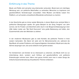 Musik & Politik – Unterrichtsmaterial Politische Musik & Gesellschaft