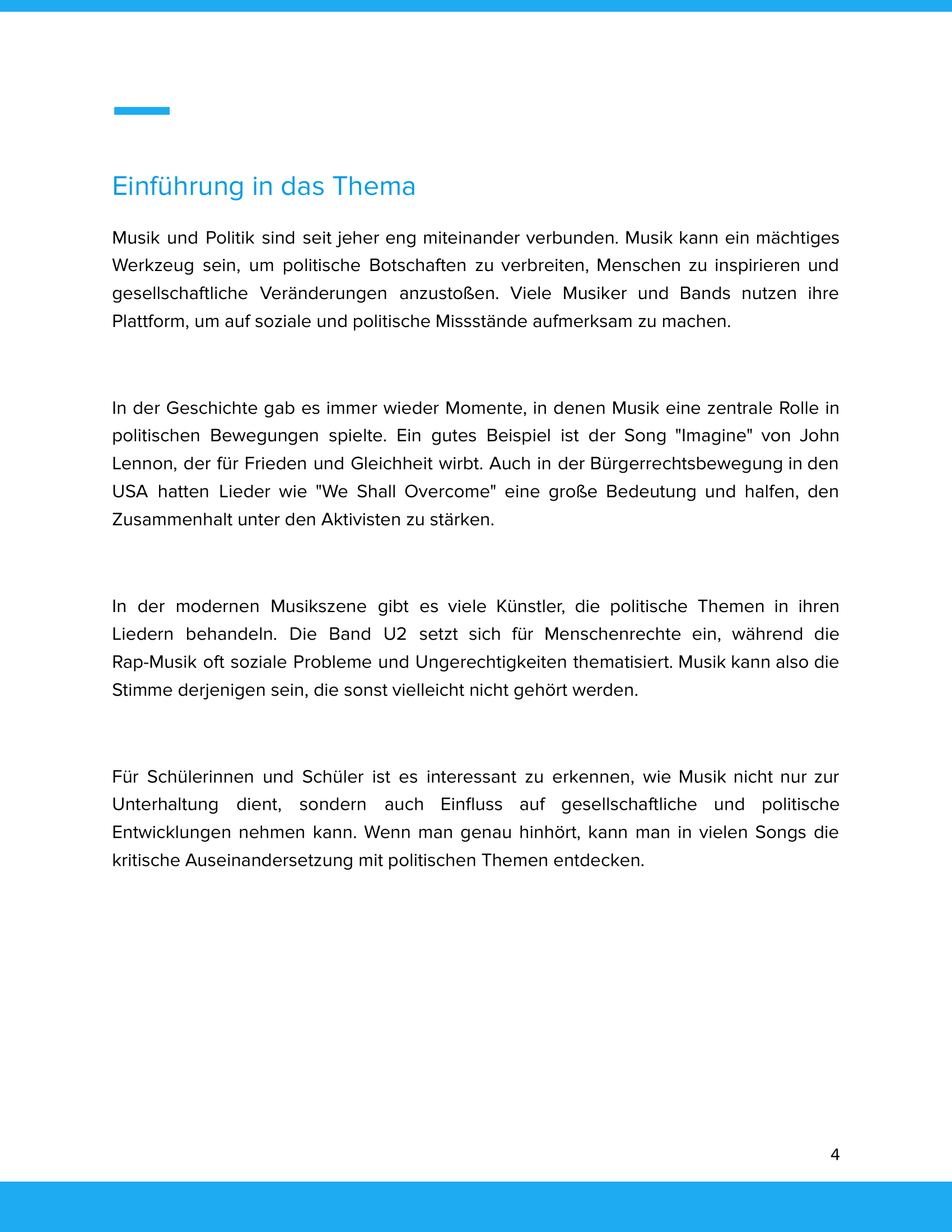 Musik & Politik – Unterrichtsmaterial Politische Musik & Gesellschaft