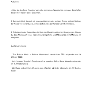 Musik & Politik – Unterrichtsmaterial Politische Musik & Gesellschaft