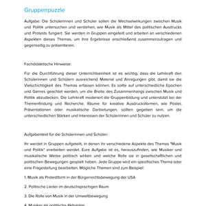 Musik & Politik – Unterrichtsmaterial Politische Musik & Gesellschaft