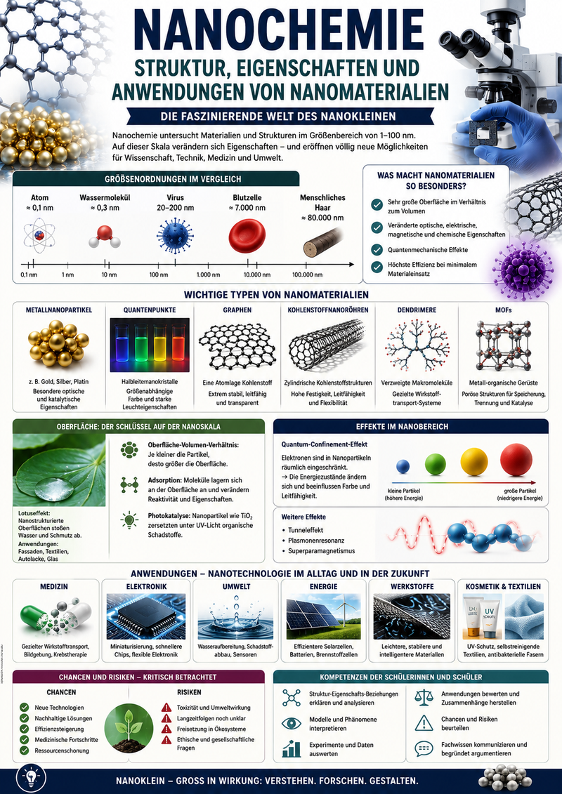 Nanochemie Unterrichtsmaterial Chemie Sek II Nanomaterialien Graphen Fullerene Quantenpunkte Oberflächenchemie Nanotechnologie