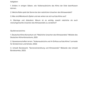 Natürliche Ursachen des Klimawandels | Unterrichtsmaterial Geographie SEK I