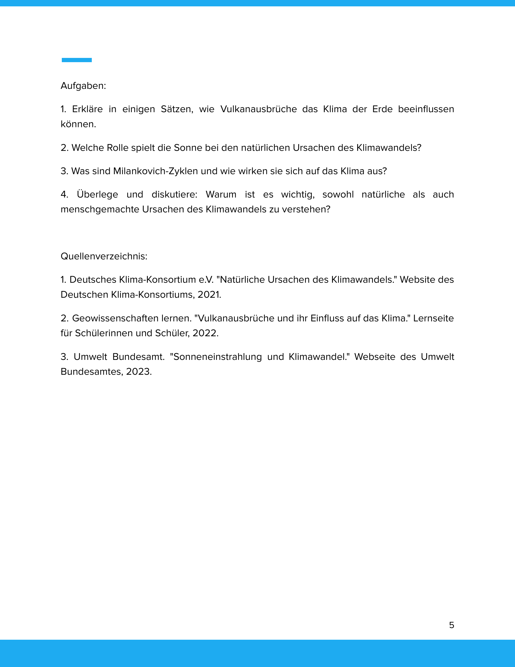 Natürliche Ursachen des Klimawandels | Unterrichtsmaterial Geographie SEK I