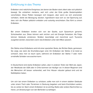 Naturkatastrophen: Erdbeben | Unterrichtsmaterial Geographie SEK I