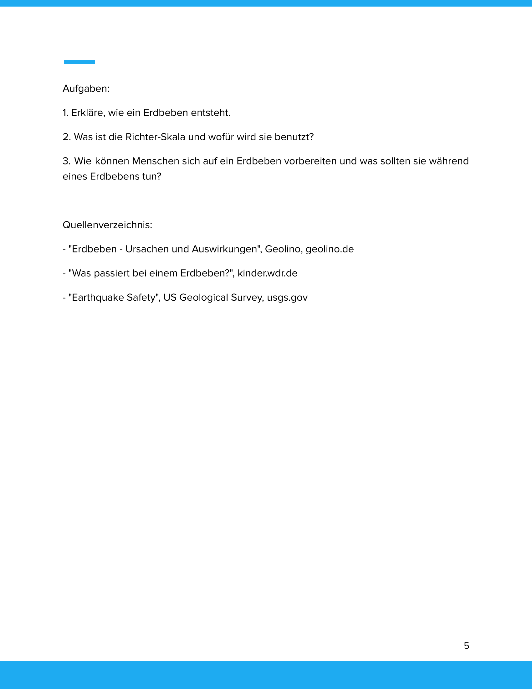 Naturkatastrophen: Erdbeben | Unterrichtsmaterial Geographie SEK I