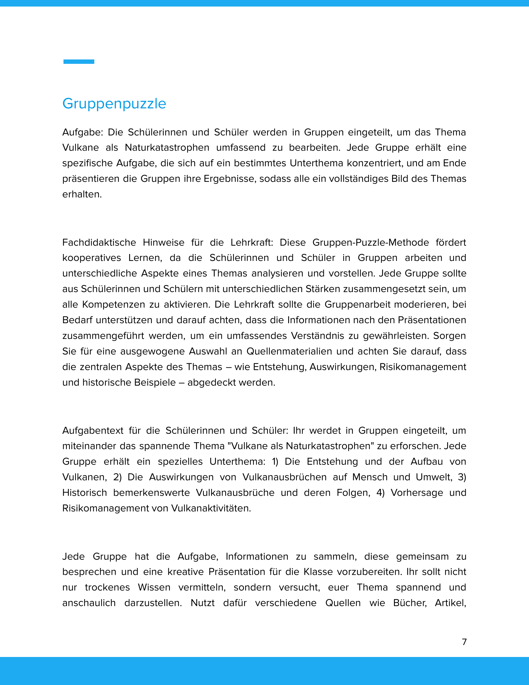 Naturkatastrophen: Vulkane | Unterrichtsmaterial Geographie SEK I
