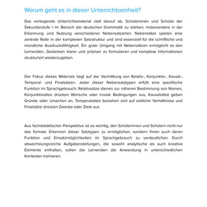 Nebensatzarten erkennen und nutzen – Unterrichtsmaterial Deutsch SEK I