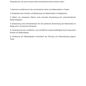 Nebensatzarten erkennen und nutzen – Unterrichtsmaterial Deutsch SEK I