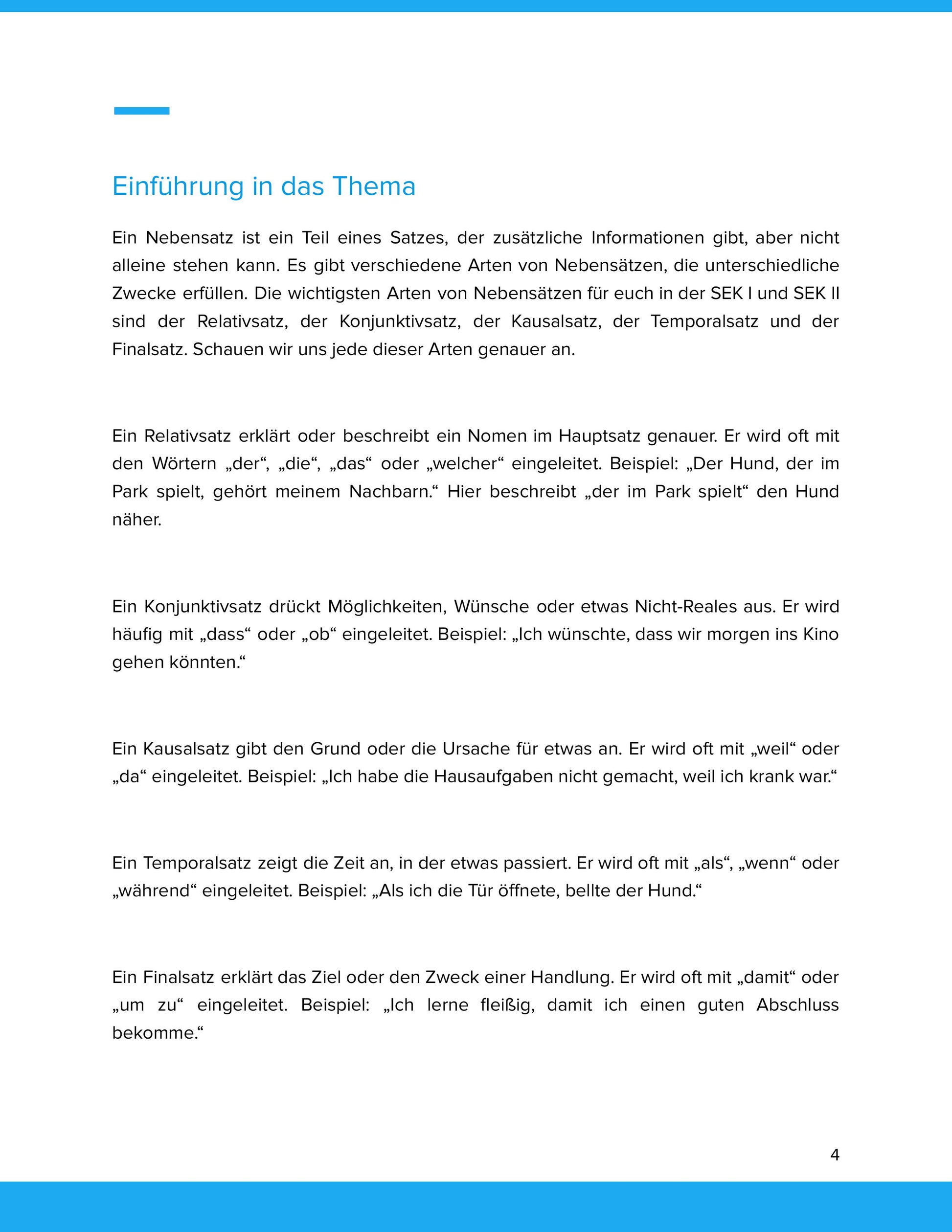 Nebensatzarten erkennen und nutzen – Unterrichtsmaterial Deutsch SEK I