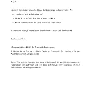 Nebensatzarten erkennen und nutzen – Unterrichtsmaterial Deutsch SEK I