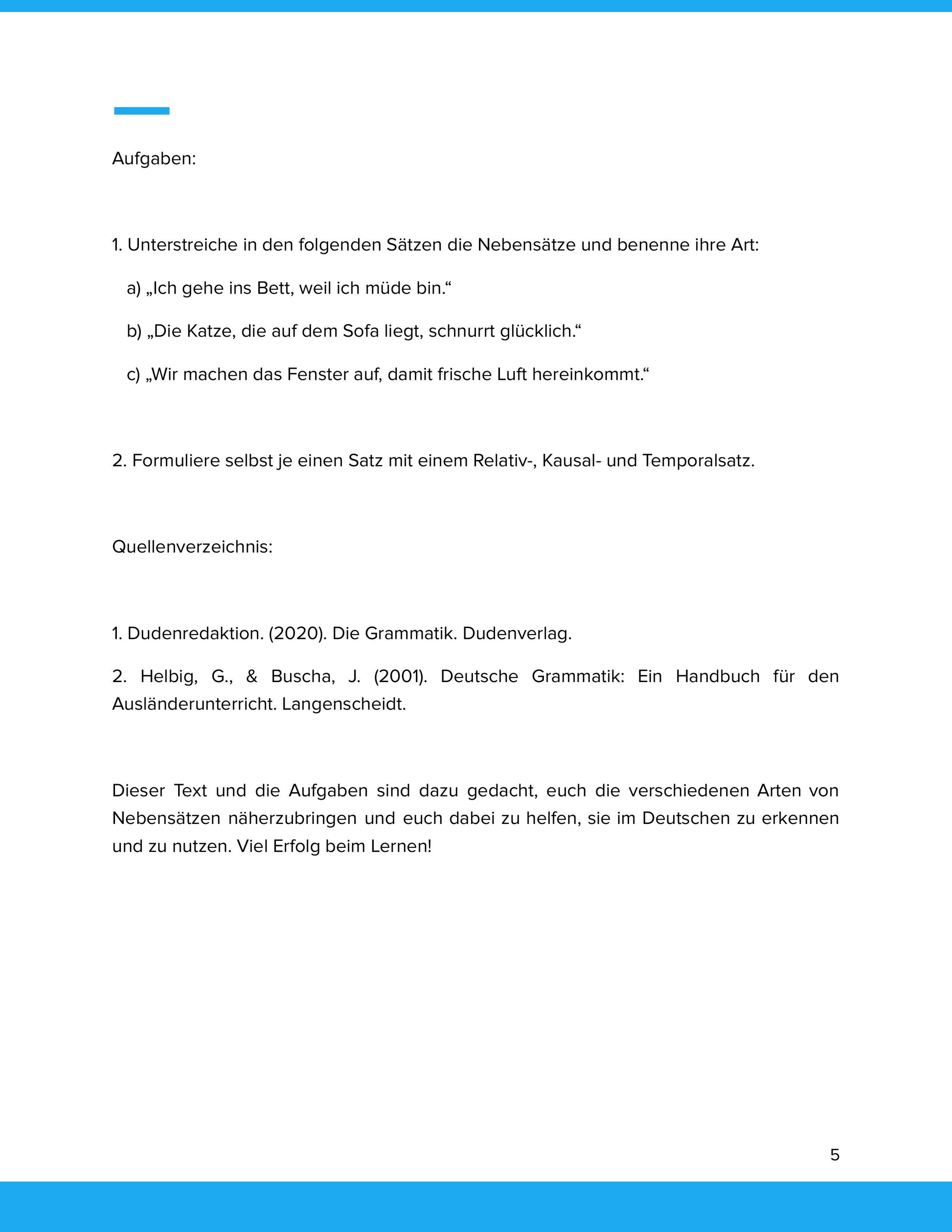 Nebensatzarten erkennen und nutzen – Unterrichtsmaterial Deutsch SEK I