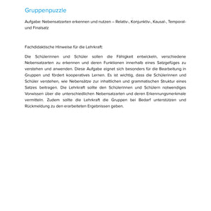 Nebensatzarten erkennen und nutzen – Unterrichtsmaterial Deutsch SEK I