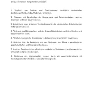 Original und Coverversion von Musik – Hören, vergleichen und kreativ gestalten (SEK I)