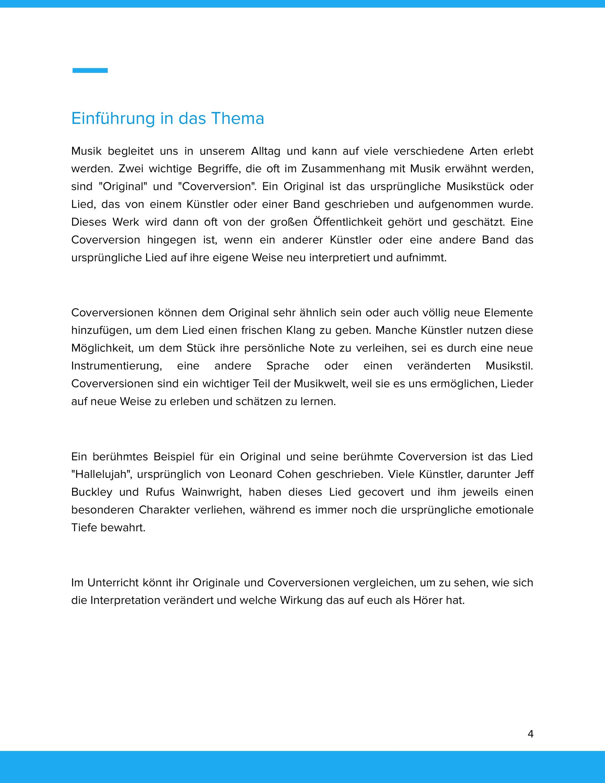 Original und Coverversion von Musik – Hören, vergleichen und kreativ gestalten (SEK I)