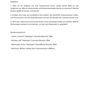 Original und Coverversion von Musik – Hören, vergleichen und kreativ gestalten (SEK I)