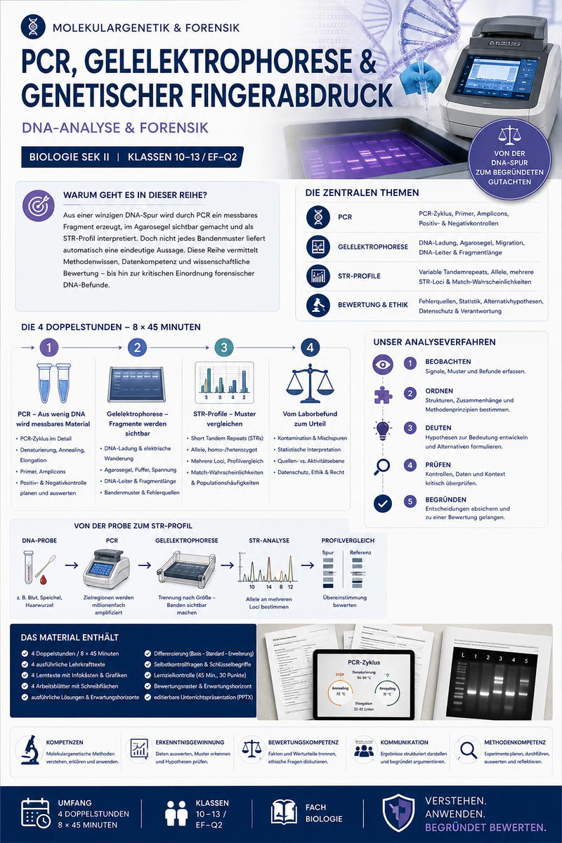 PCR, Gelelektrophorese und genetischer Fingerabdruck – Unterrichtsreihe Biologie Sek II