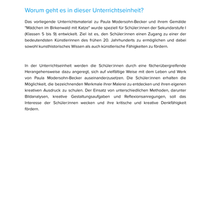 Paula Modersohn-Becker – „Mädchen im Birkenwald mit Katze“ – Kunstunterricht SEK I