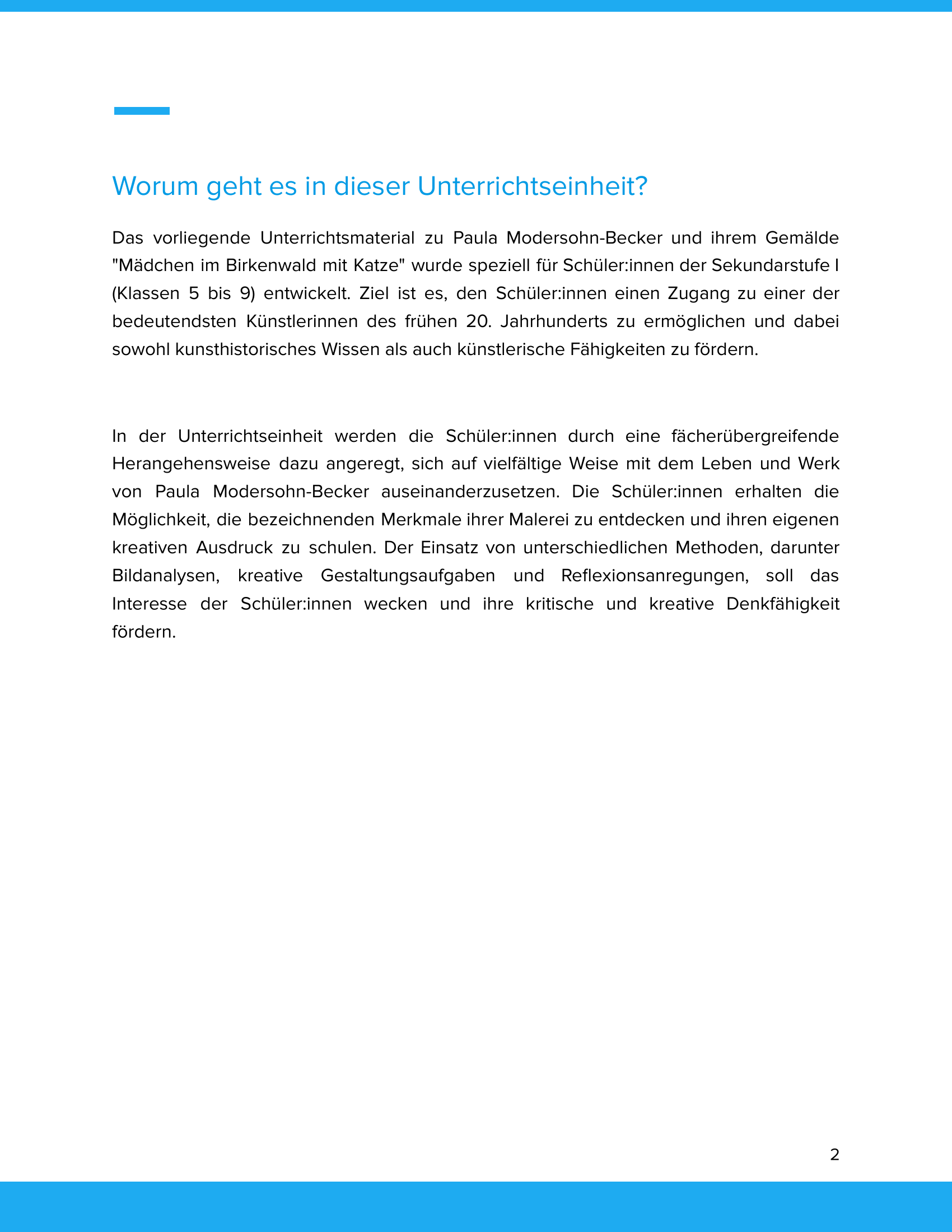 Paula Modersohn-Becker – „Mädchen im Birkenwald mit Katze“ – Kunstunterricht SEK I