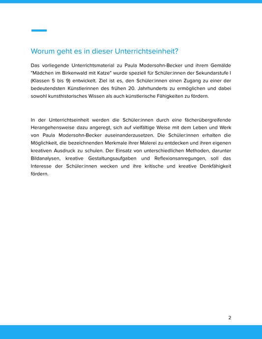 Paula Modersohn-Becker – „Mädchen im Birkenwald mit Katze“ – Kunstunterricht SEK I