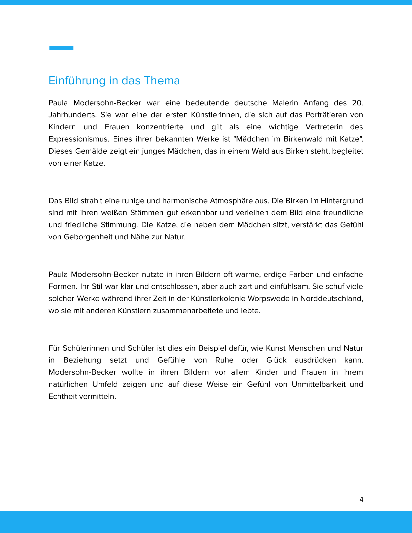 Paula Modersohn-Becker – „Mädchen im Birkenwald mit Katze“ – Kunstunterricht SEK I