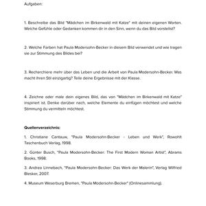 Paula Modersohn-Becker – „Mädchen im Birkenwald mit Katze“ – Kunstunterricht SEK I