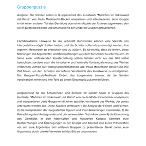 Paula Modersohn-Becker – „Mädchen im Birkenwald mit Katze“ – Kunstunterricht SEK I