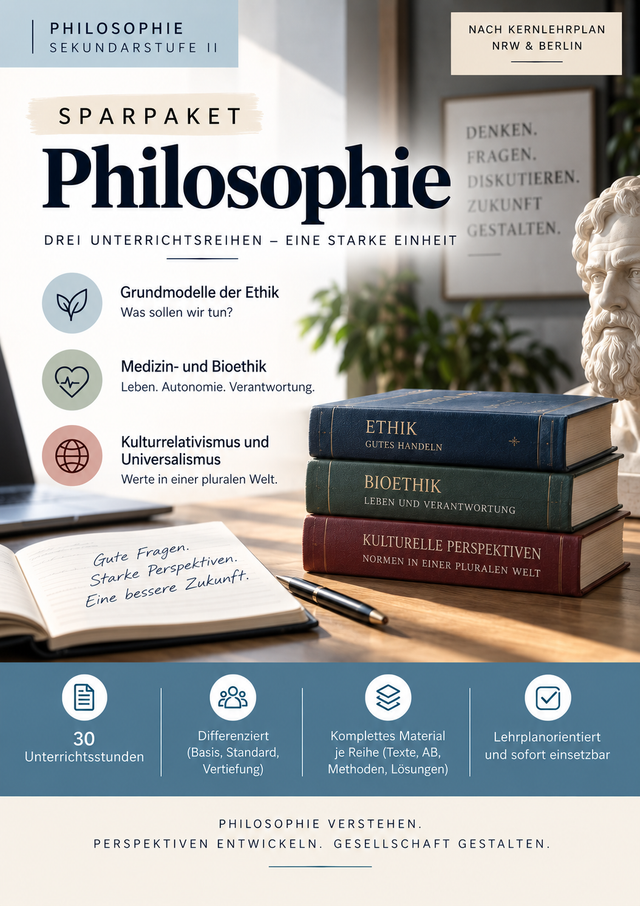 Sparpaket Philosophie Sek II: Ethik und angewandte Ethik – 3 komplette Unterrichtsreihen