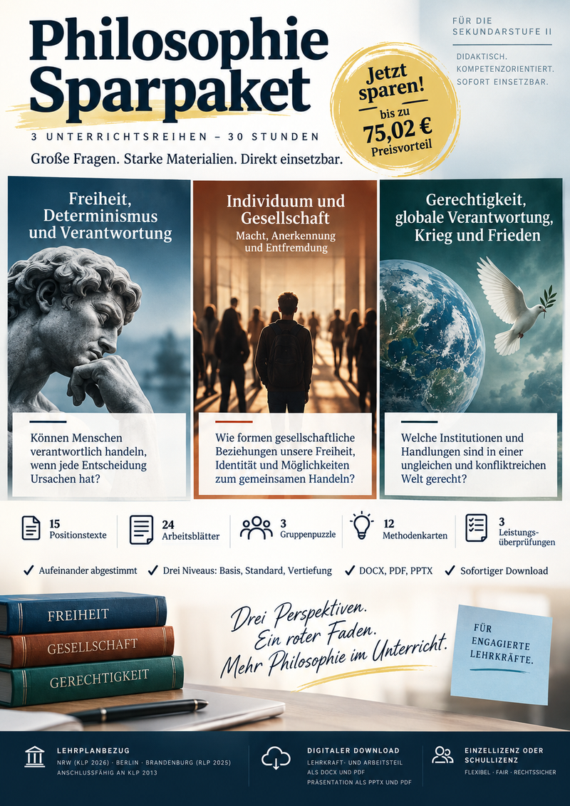 Sparpaket Philosophie Sek II: Freiheit, Macht und Gerechtigkeit – 3 komplette Unterrichtsreihen
