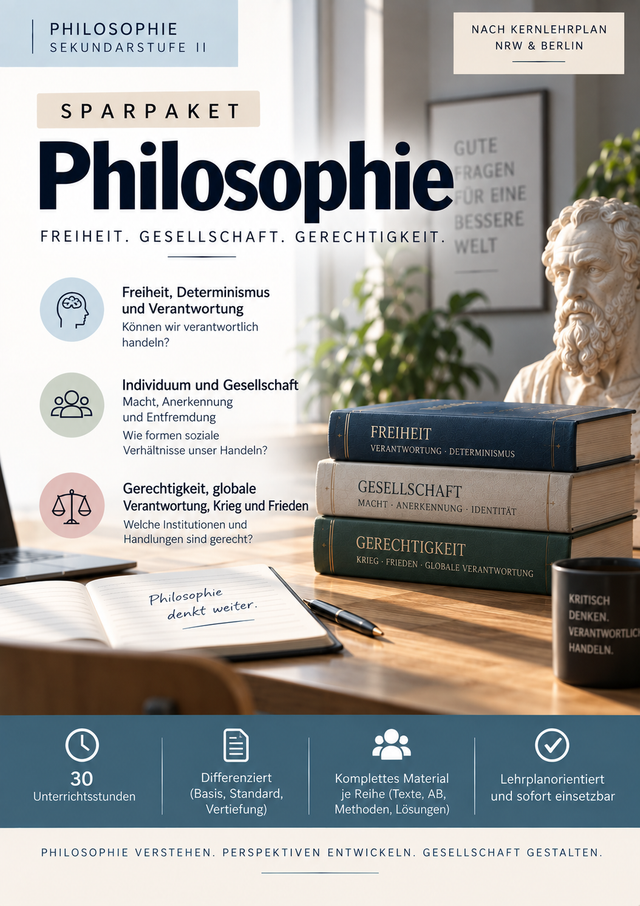 Sparpaket Philosophie Sek II: Freiheit, Macht und Gerechtigkeit – 3 komplette Unterrichtsreihen