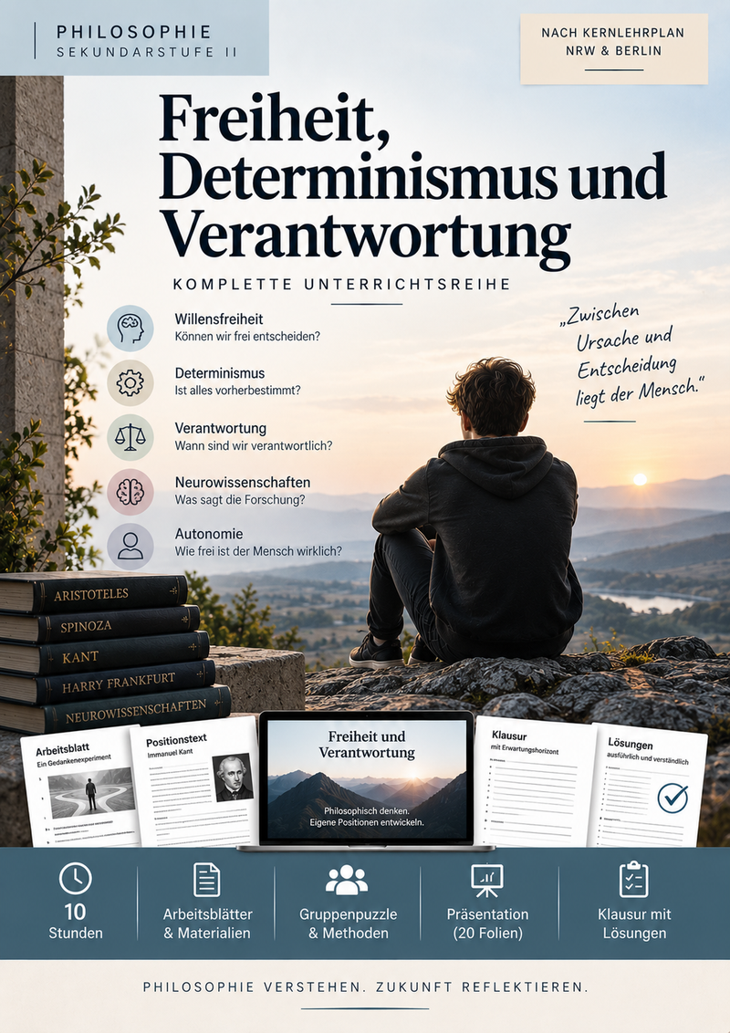 Freiheit, Determinismus und Verantwortung | komplette Unterrichtsreihe Philosophie Sek II