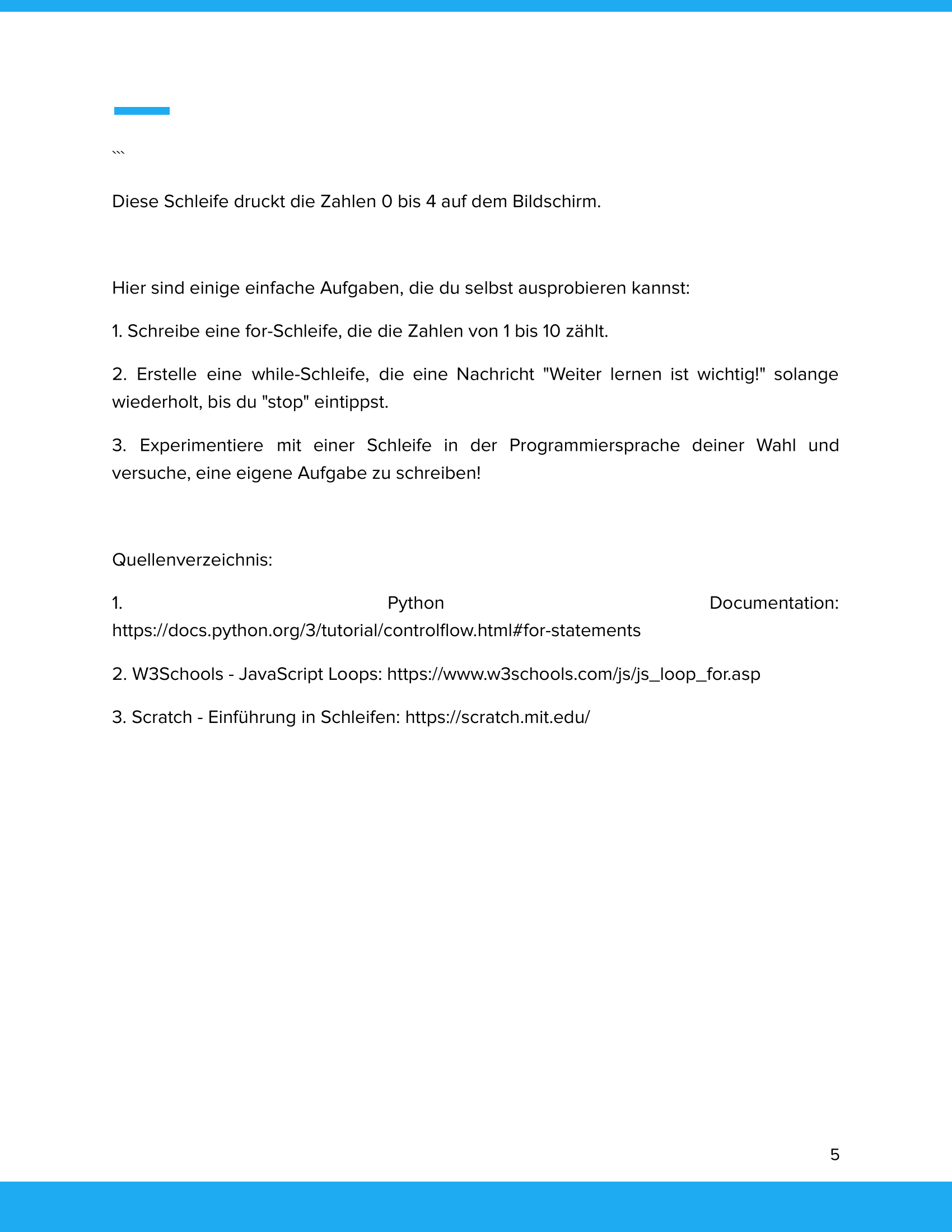 Programmierschleifen & Programmiersprachen Unterrichtsmaterial Informatik SEK I