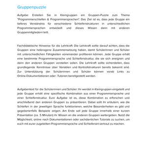 Programmierschleifen & Programmiersprachen Unterrichtsmaterial Informatik SEK I