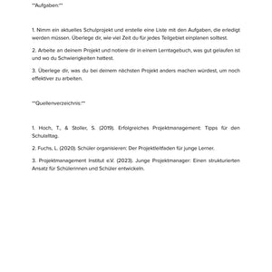 Projektmanagement für Schüler – Unterrichtsmaterial Deutsch SEK I