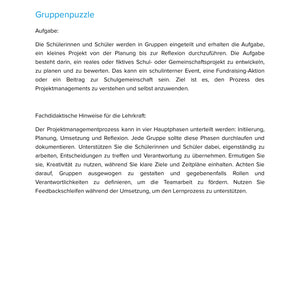 Projektmanagement für Schüler – Unterrichtsmaterial Deutsch SEK I