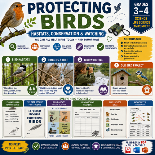 Protecting Birds: Habitats, Conservation & Watching | Science Unit (Grades 3-4)